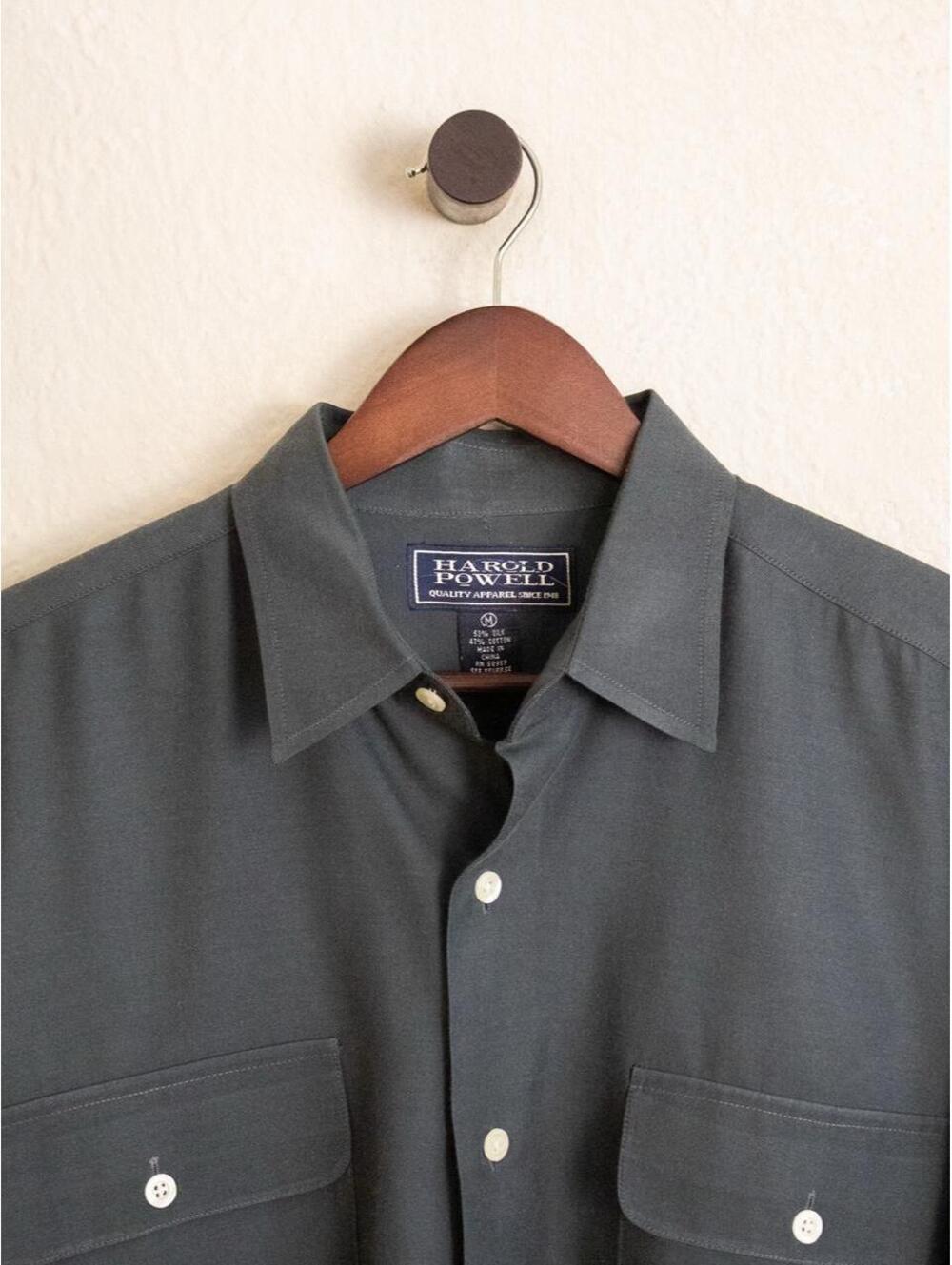 Harold Powell Gray Double Pocket Long Sleeve Shirt